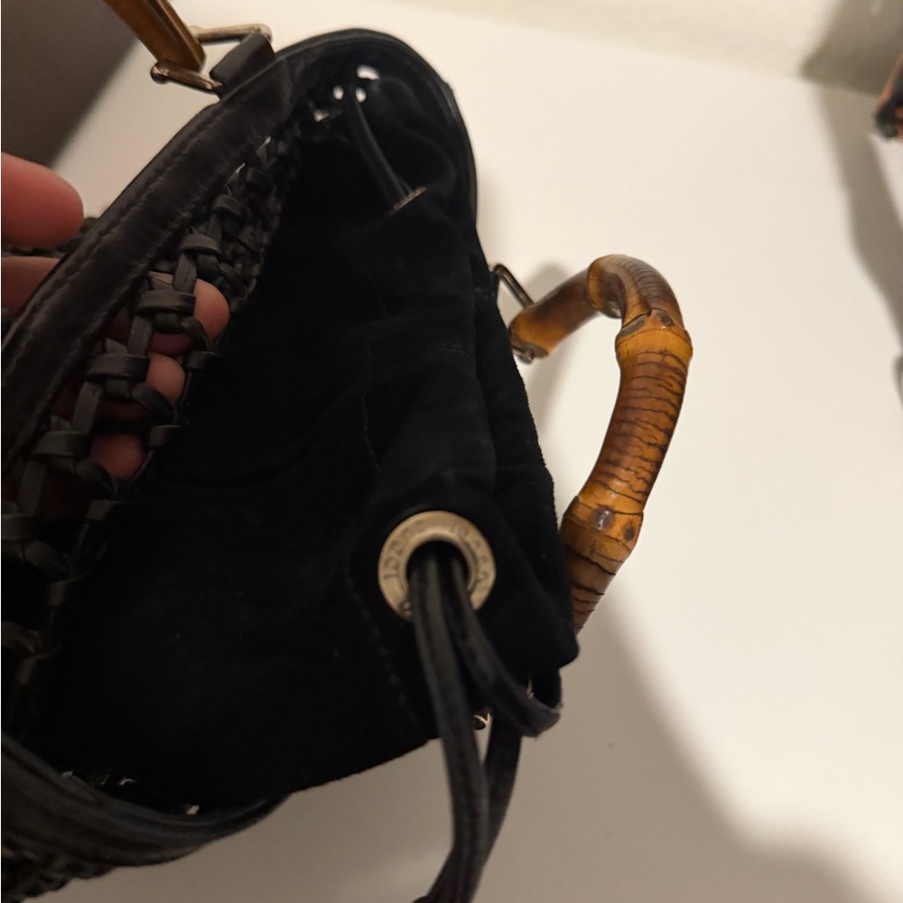 vintage Gucci woven leather and bamboo top-handle bag. - Picture 15 of 16